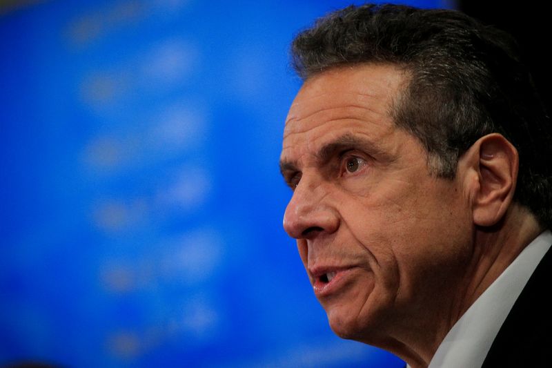 New York Governor Andrew Cuomo speaks at a daily briefing