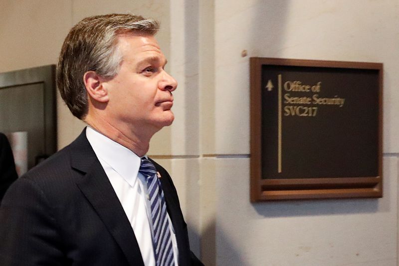 FILE PHOTO: FBI Director Wray departs following national security briefing