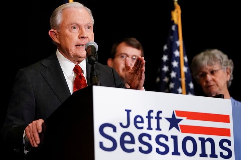 FILE PHOTO: Former U.S. Attorney General Jeff Sessions and Republican