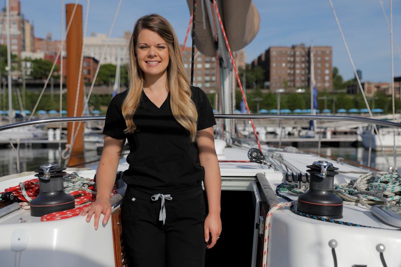Registered nurse, Rachel Hartley, living on a boat during the