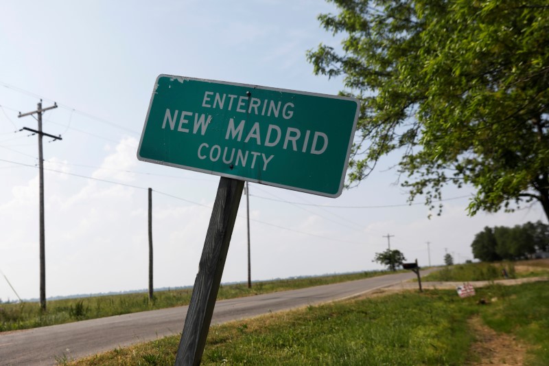 FILE PHOTO: A sign marking New Madrid County is seen