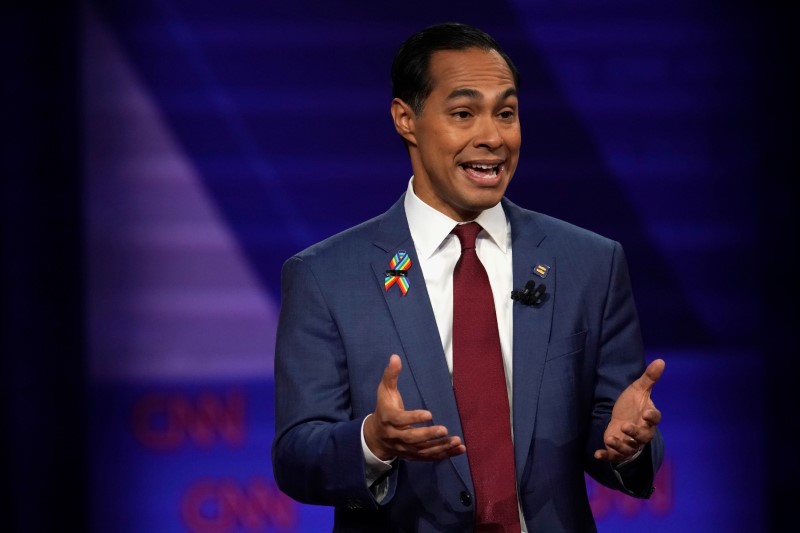 Democratic 2020 U.S. presidential candidate Julian Castro takes part during