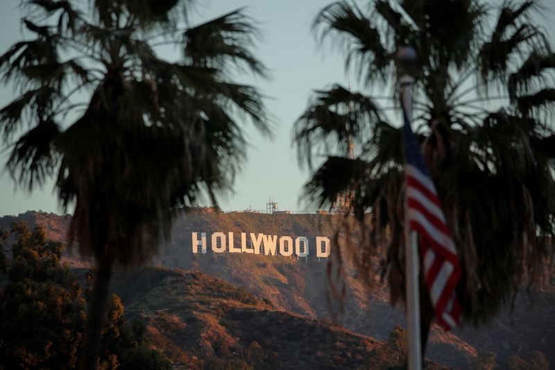 Morning sun rise on the Hollywood sign in Los Angeles,