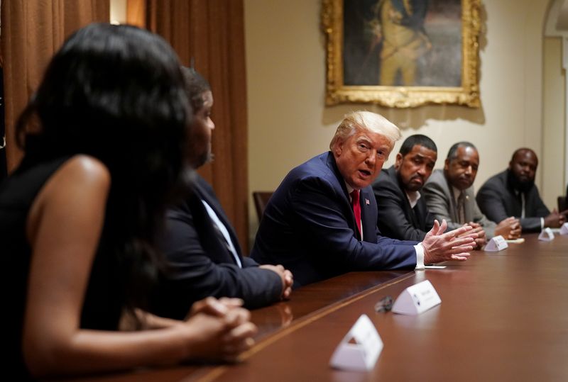 U.S. President Trump holds a meeting with black supporters at