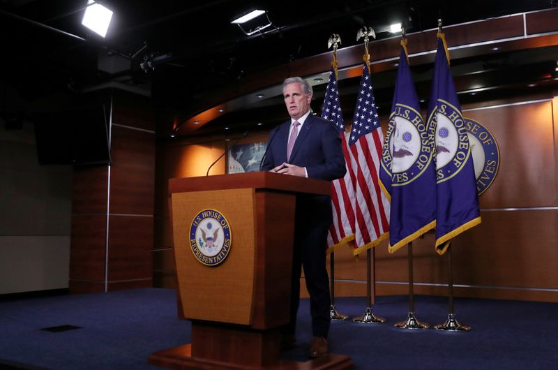 House Republican Leader Kevin McCarthy (R-CA) holds his weekly news
