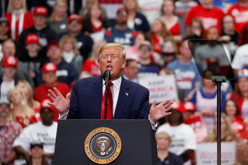 FILE PHOTO: U.S. President Donald Trump speaks at a campaign