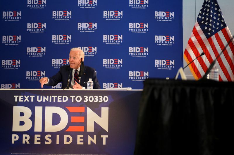 U.S. Democratic presidential candidate Joe Biden speaks during a campaign