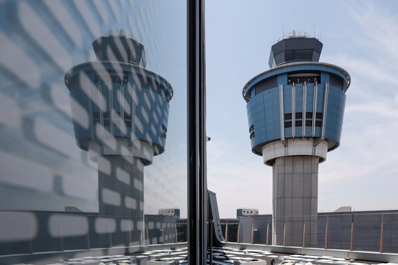 The Control tower is seen at New York’s LaGuardia Airport’s