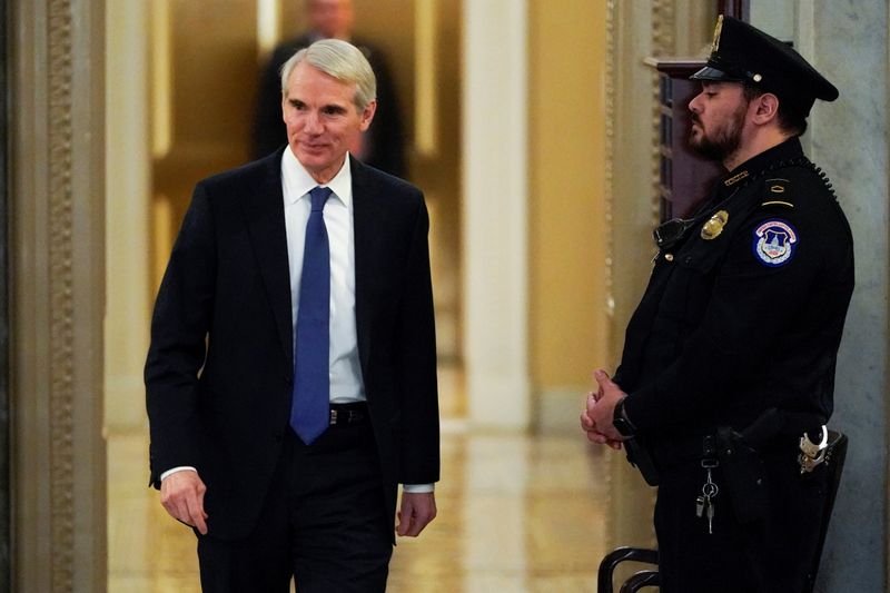 Senator Portman walks to the Senate Chamber as the Trump
