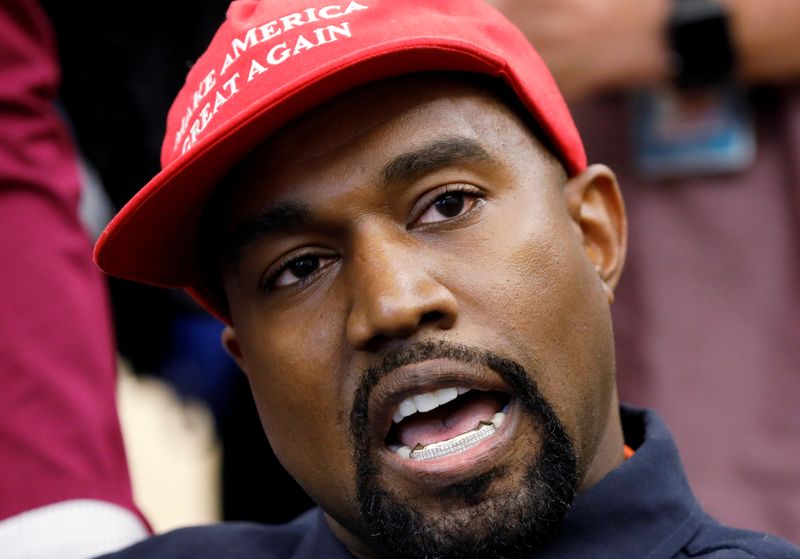 FILE PHOTO: Rapper Kanye West speaks during meeting with U.S.