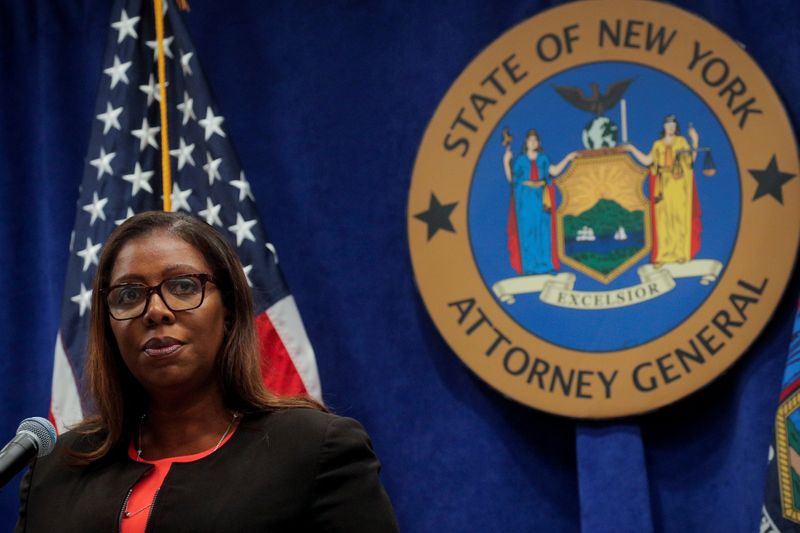 FILE PHOTO: New York State Attorney General, Letitia James, speaks