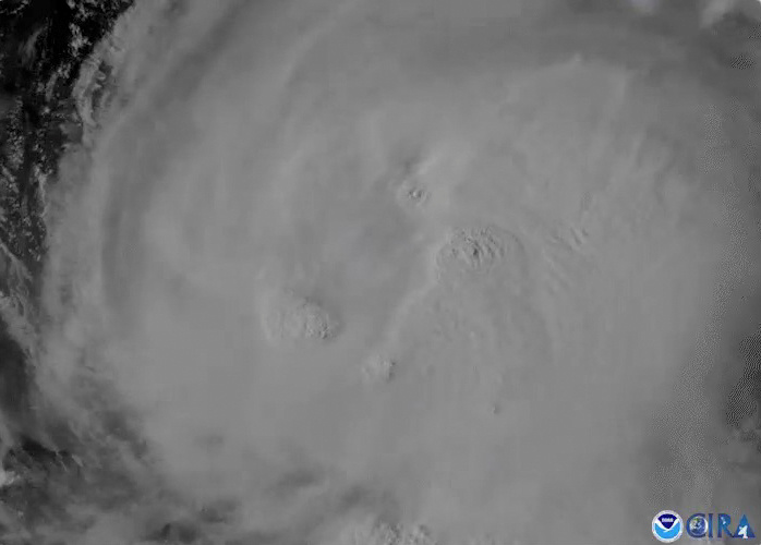 A satellite view of Hurricane Laura