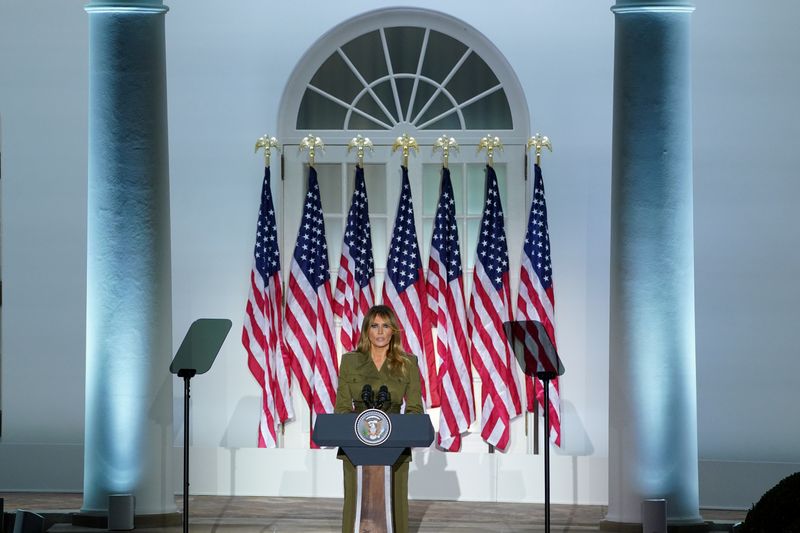 FILE PHOTO: U.S first lady Melania Trump delivers a live