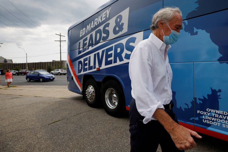FILE PHOTO: U.S. Senator Ed Markey campaigns for re-election in