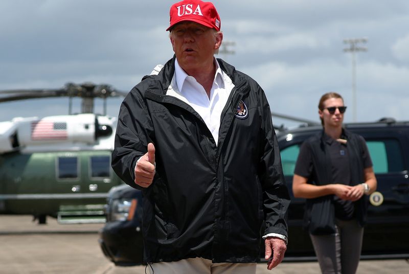 U.S. President Donald Trump visits areas damaged by Hurricane Laura