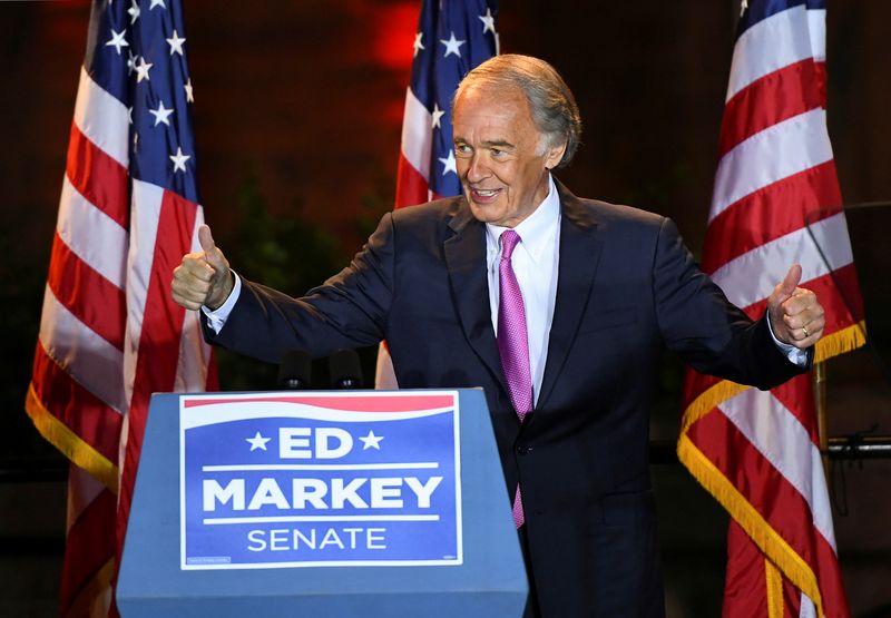 Senator Ed Markey holds a primary election rally in Malden