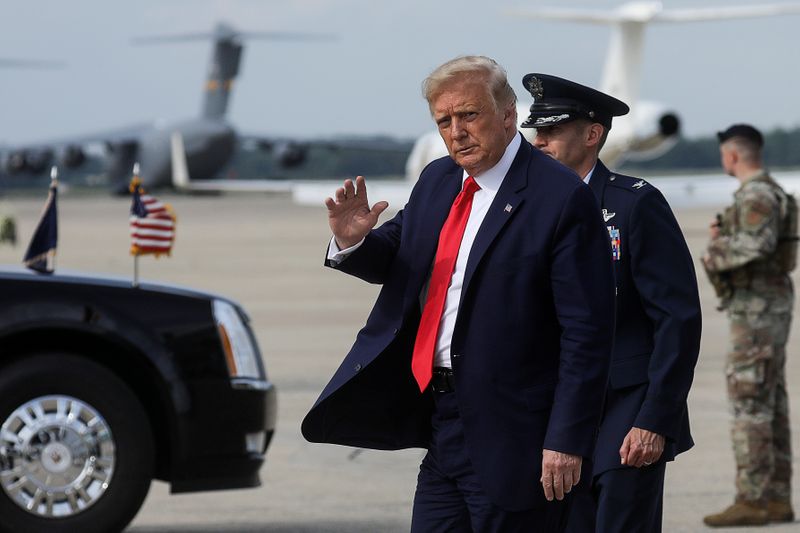 U.S. President Trump returns to Washington on travel to North