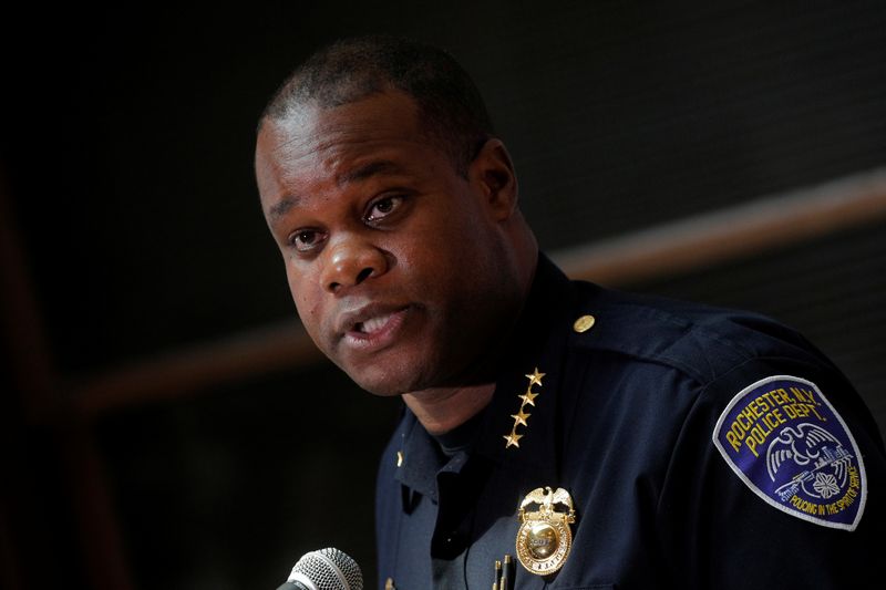 Rochester Police Chief, La’Ron Singletary speaks during a news conference