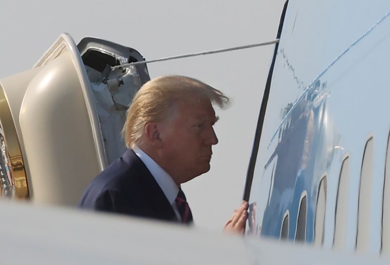 U.S. President Trump departs Sacramento McClellan Airport at McClellan Park,