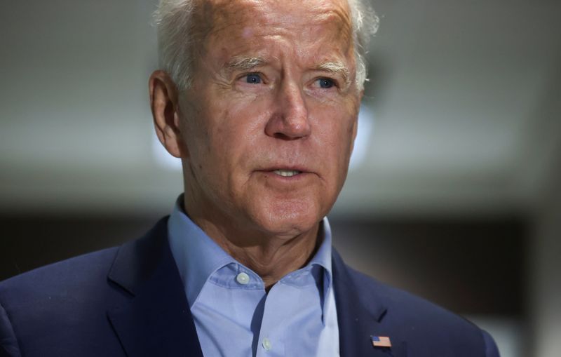 Democratic U.S. presidential nominee Joe Biden speaks about the death