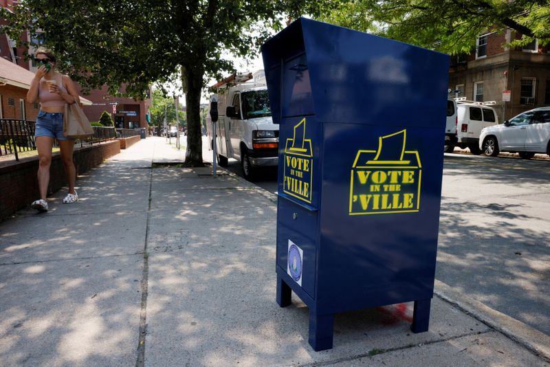 FILE PHOTO: A box to drop off ballots stands on