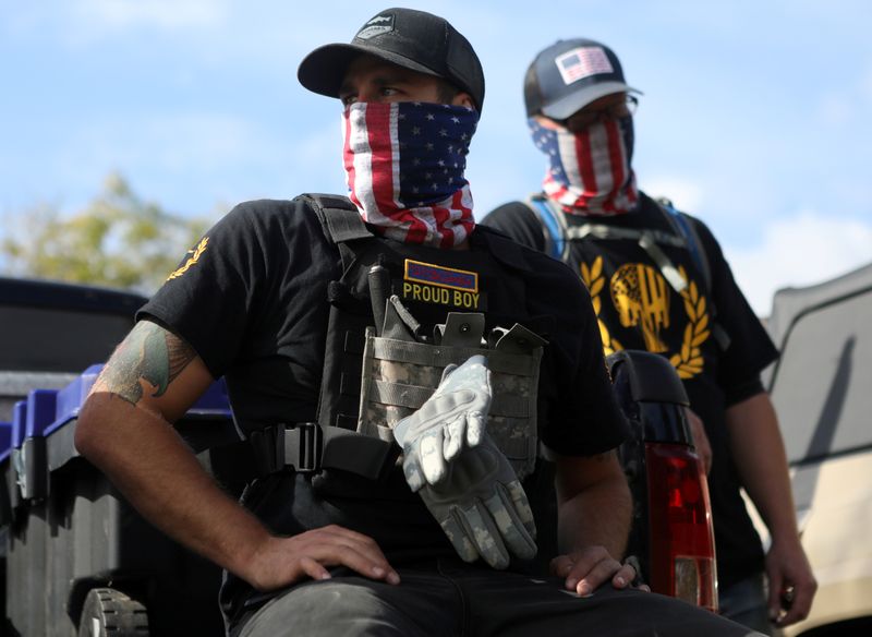 FILE PHOTO: Proud Boys attend a rally in Portland