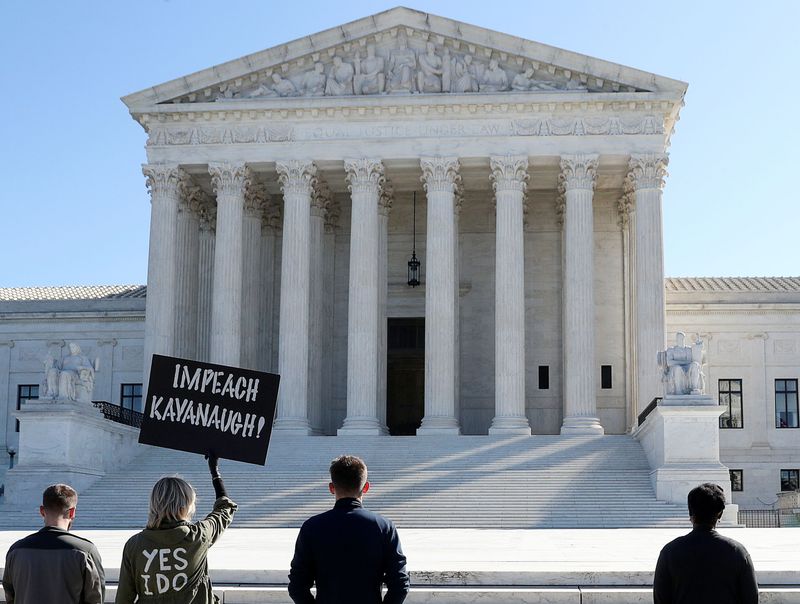 Activists gather outside the U.S. Supreme Court on the opening