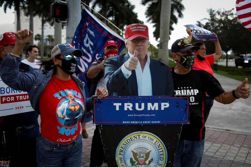 Supporters of U.S. President Trump attend a gathering as Democratic