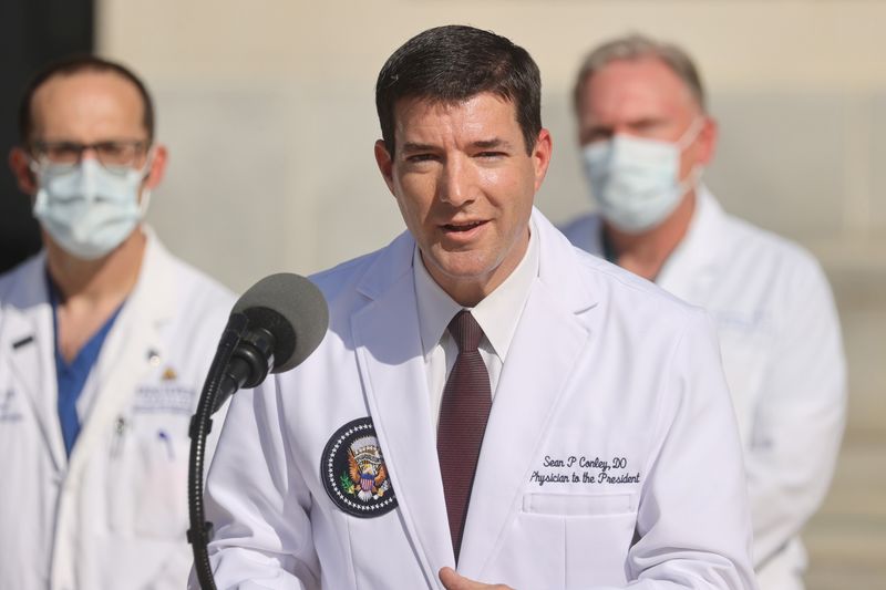 Doctors speak about U.S. President Trump’s health outside Walter Reed