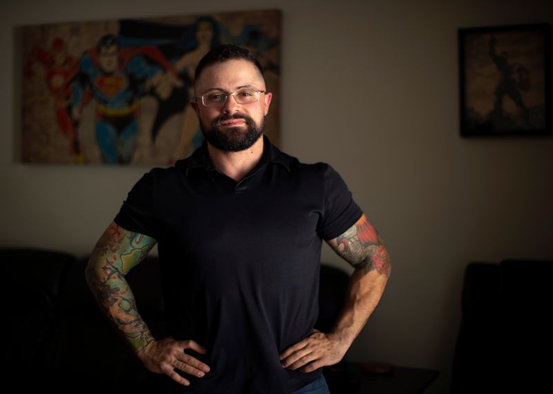 Paulo Batista, a transgender man training to enlist in the