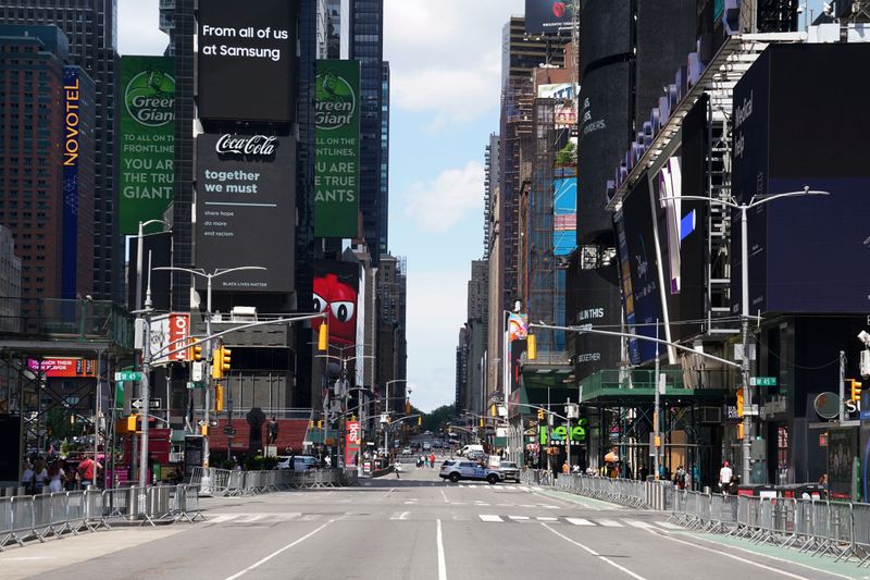 Times Square is pictured in the Manhattan borough of New