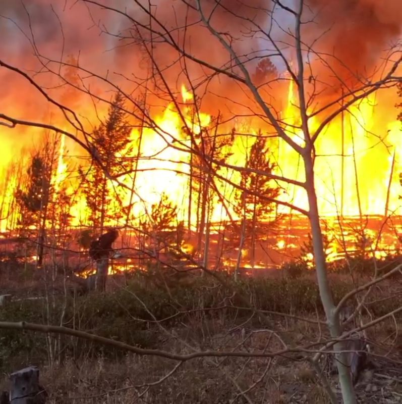 East Troublesome fire burns near Grandy, Colorado