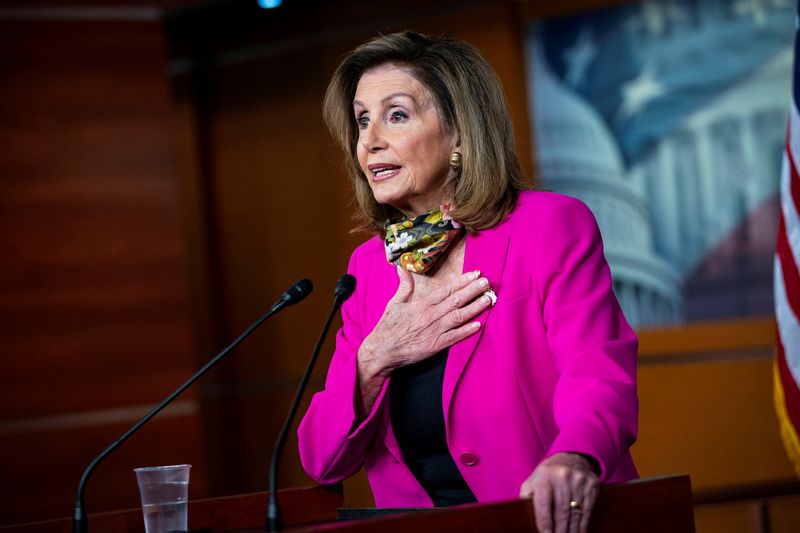 FILE PHOTO: U.S. House Speaker Nancy Pelosi (D-CA) speaks during