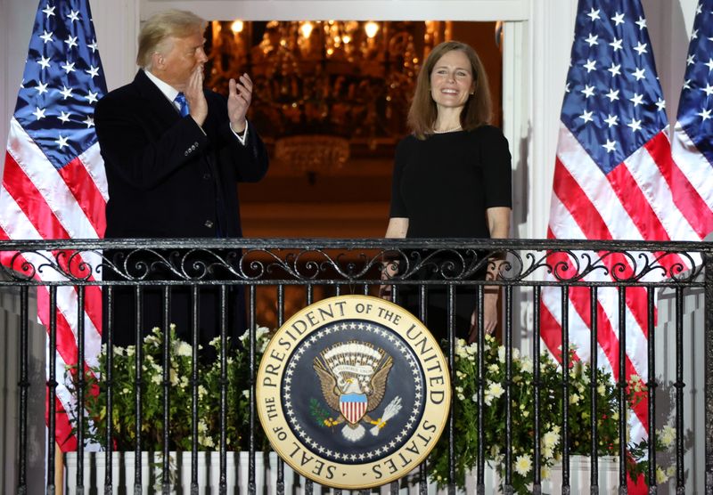 FILE PHOTO: Judge Amy Coney is sworn in as an
