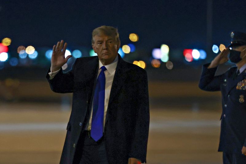 U.S. President Trump arrives aboard Air Force One at McCarran