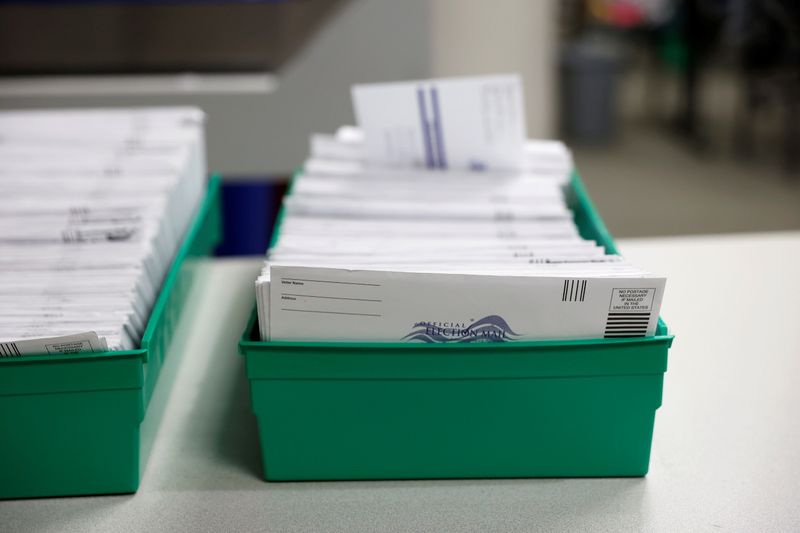 Mail-in ballots are counted in Lehigh County, Pennsylvania