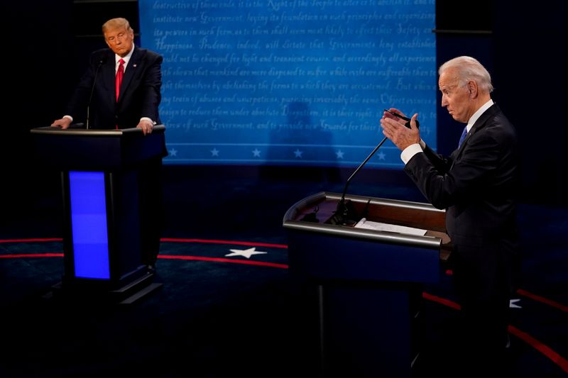 FILE PHOTO: Final 2020 U.S. presidential campaign debate in Nashville
