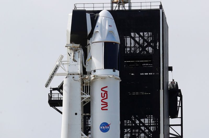 A SpaceX Falcon 9 rocket and Crew Dragon capsule is