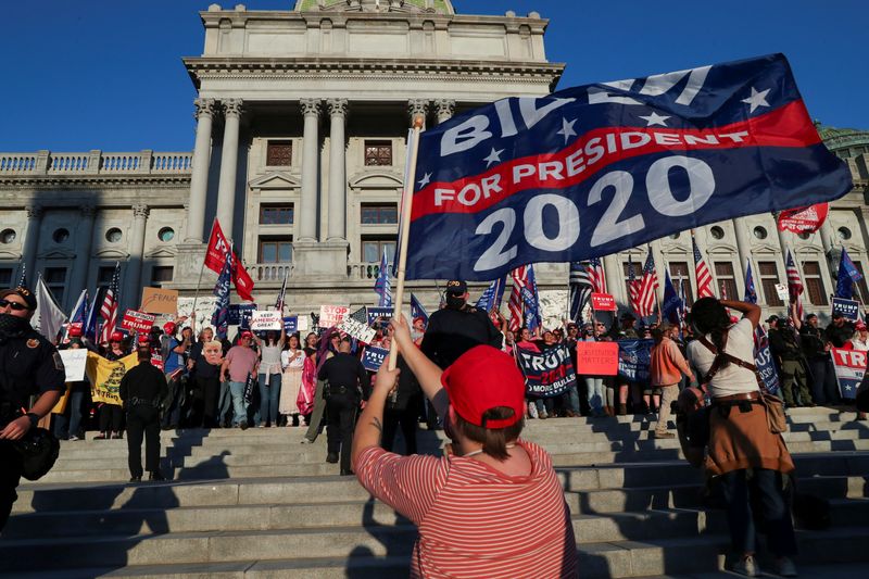 FILE PHOTO: Supporters of U.S. President Donald Trump rally as