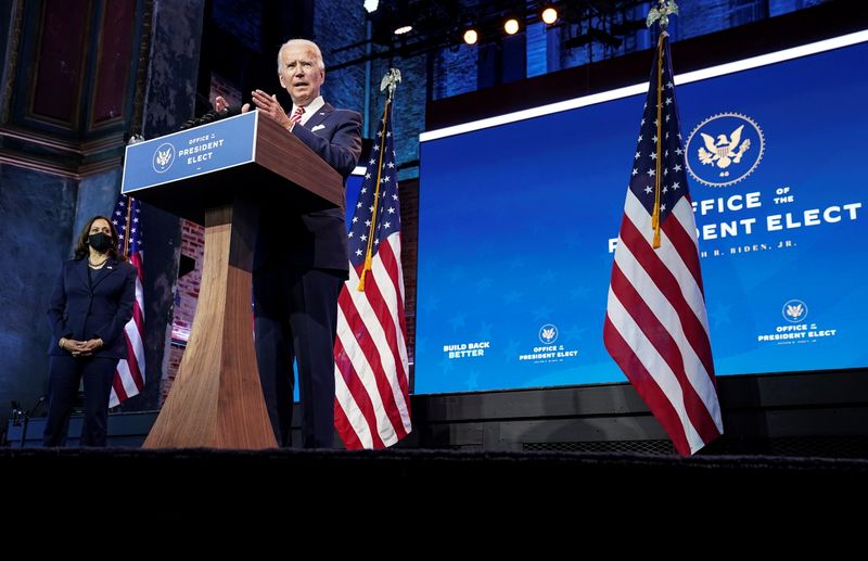 U.S. President-elect Joe Biden speaks about the U.S. economy after