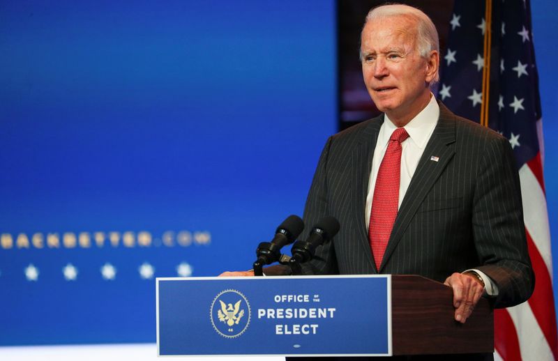 U.S. President-elect Joe Biden speaks after meeting with governors in