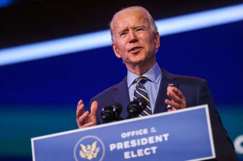 U.S. President-elect Joe Biden delivers a speech after a conference