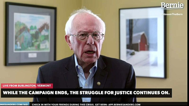 Democratic U.S. Presidential candidate Senator Bernie Sanders announces he is