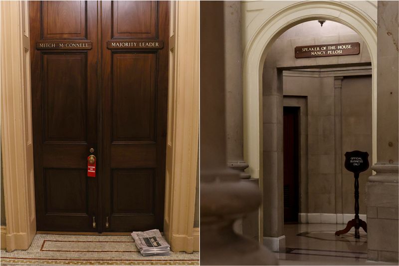 A combination photo shows the office doors of McConnell and