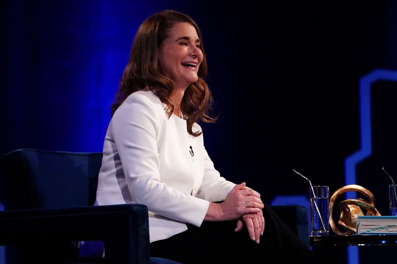 FILE PHOTO: Melinda Gates speaks to Oprah Winfrey on stage