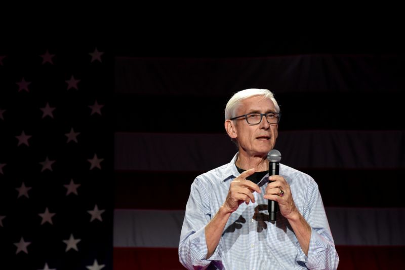 FILE PHOTO: Democratic gubernatorial candidate Tony Evers speaks at an