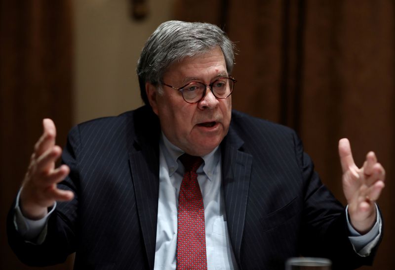 FILE PHOTO: Attorney General Barr attends roundtable discussion at the