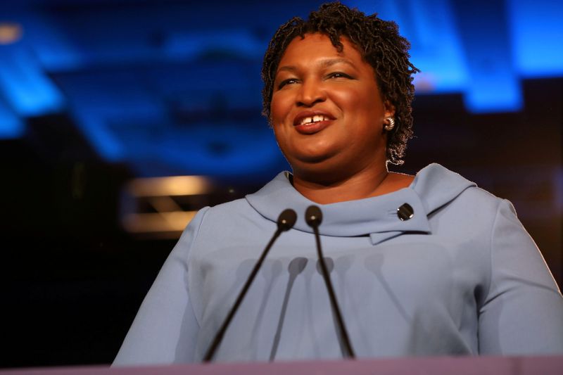 FILE PHOTO: Stacey Abrams speaks to the crowd of supporters
