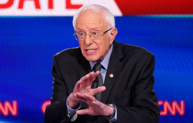 Democratic U.S. presidential candidate Senator Bernie Sanders speaks at the