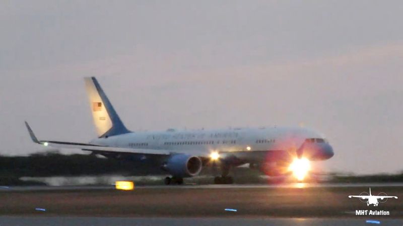Air Force 2, which carried U.S. Vice President Mike Pence,